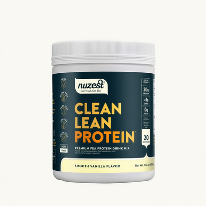 Nuzest - Pea Protein Powder - Clean Lean Protein, Premium Vegan Plant Based, Dairy Free, Gluten Free, GMO Free, Naturally Sweetened Protein Shake, Smooth Vanilla, 20 Servings